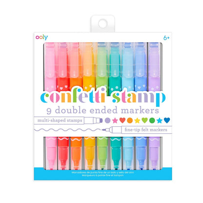 Confetti Stamp Double-Ended Markers - Set of 9 - Toy Polloi