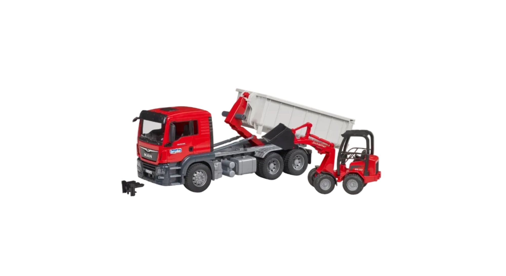 Bruder Man TGS container truck set with detailed vehicle toy, featuring a large container and realistic design for children’s play.