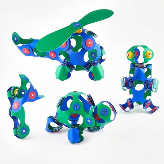 Clixo Crew Pack Magnetic Building Set: Blue/Green - Toy Polloi