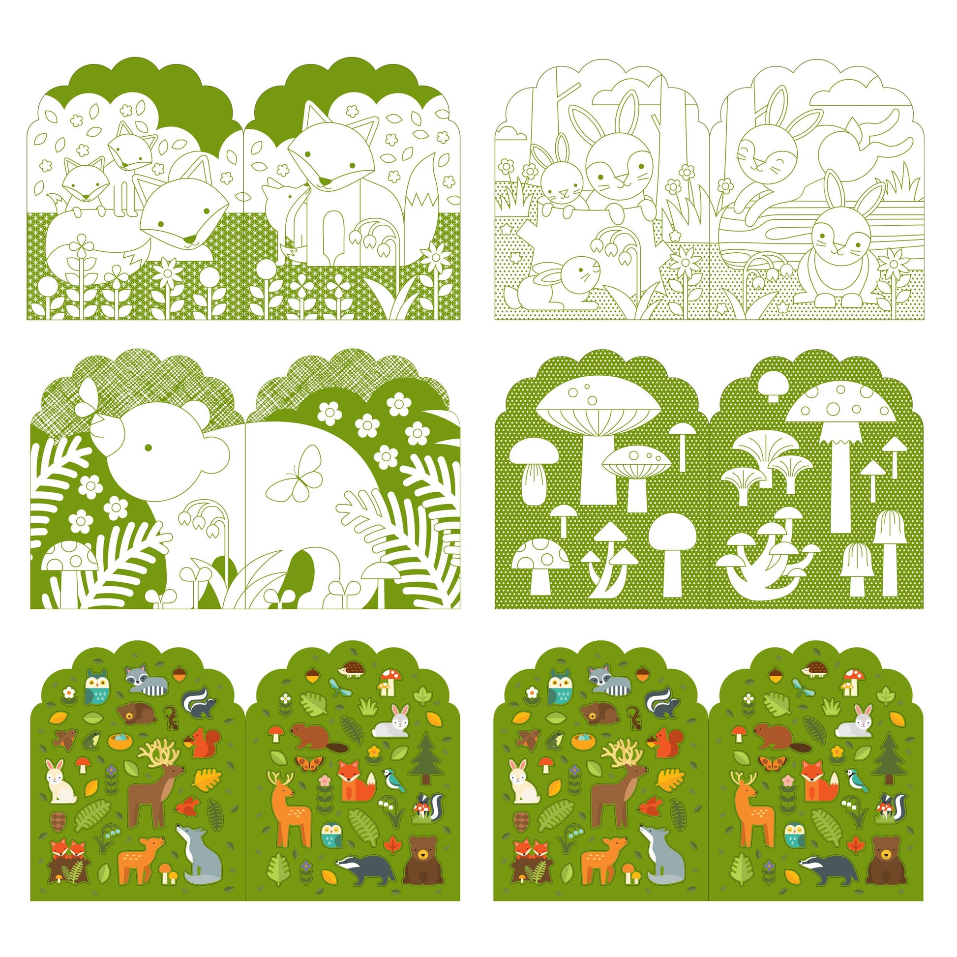 Woodland Coloring Book with Stickers