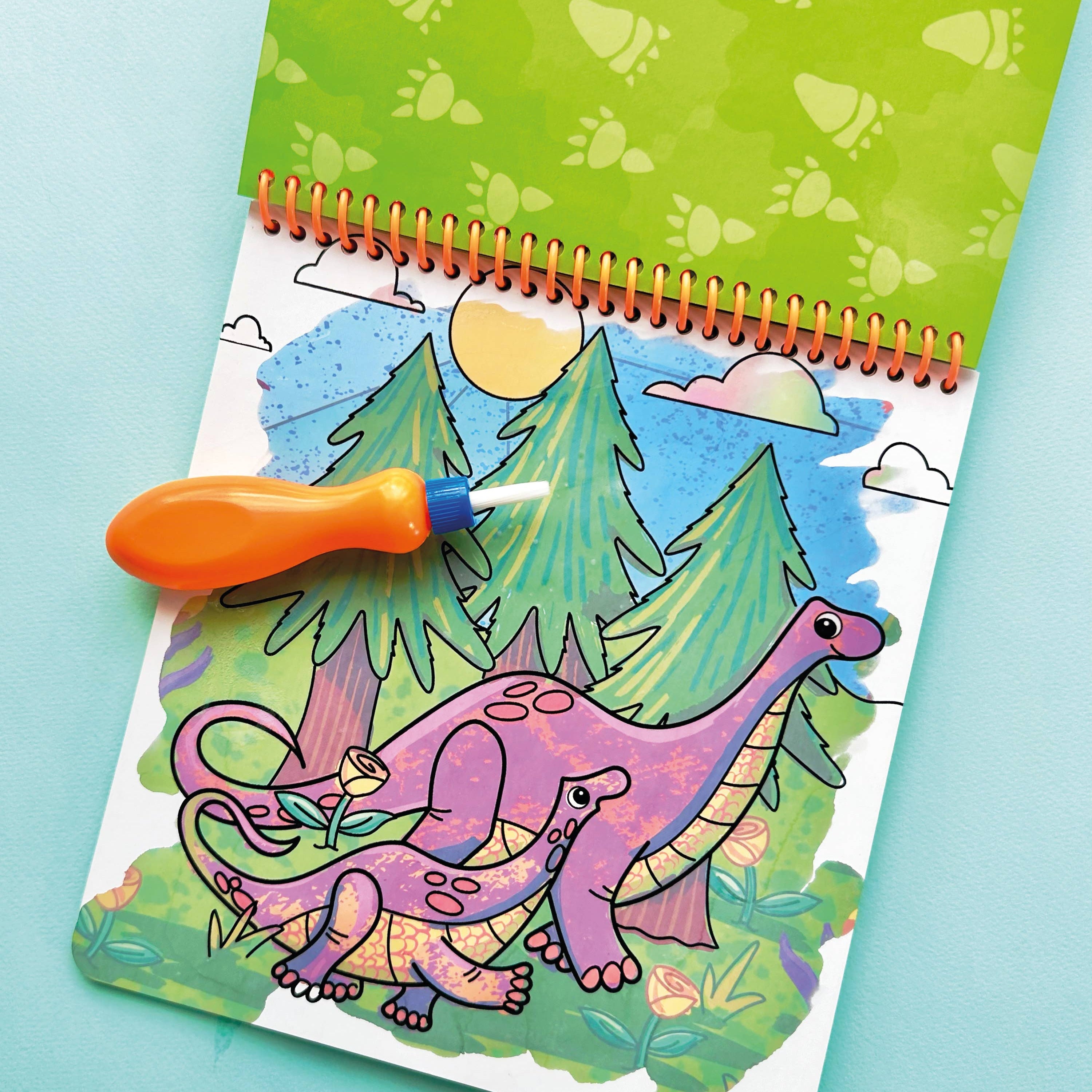 Bright Stripes Magic Coloring Dino Pad for kids, featuring colorful dinosaur illustrations and arts and crafts activity pages.