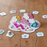 HABA USA Unicorn Glitterluck Cloud stacking game with colorful cloud-shaped pieces for children’s fun and imaginative play.