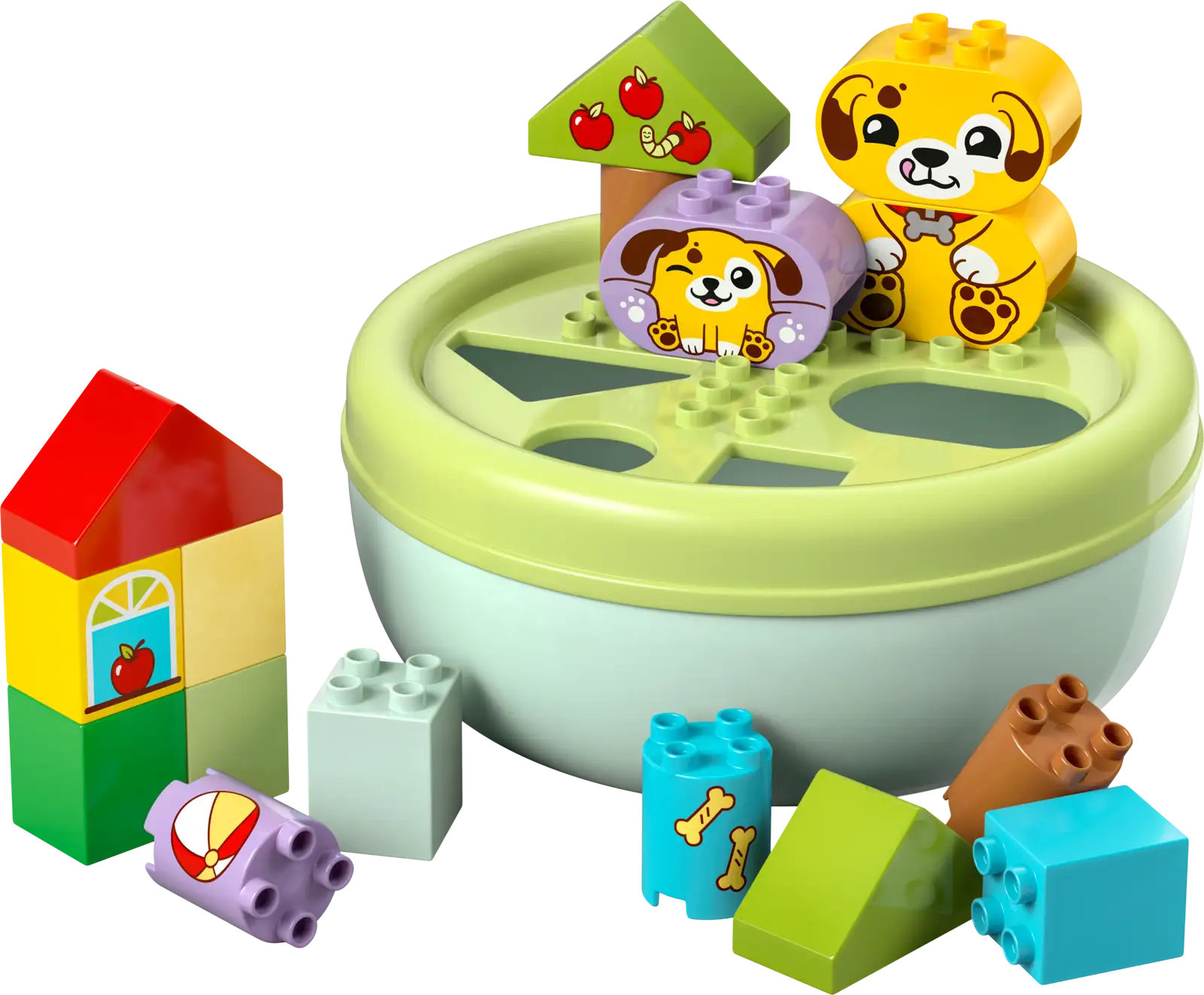 LEGO® DUPLO Shape Sorter Puppy House building set with colorful blocks and a friendly puppy figure for early learning.