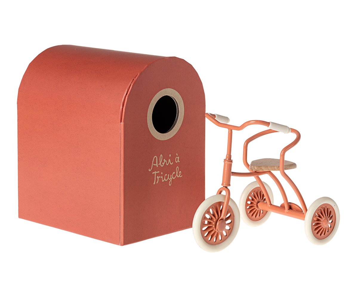 Maileg Tricycle in Coral Packaging