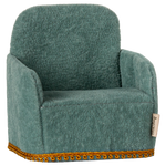 Maileg Mouse Cozy Chair for doll houses, soft fabric furniture piece with detailed design, perfect for Maileg doll accessories.