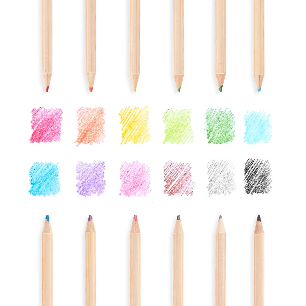 OOLY Erasable Colored Pencil Set for arts and crafts, featuring vibrant, erasable colored pencils arranged in a creative display.