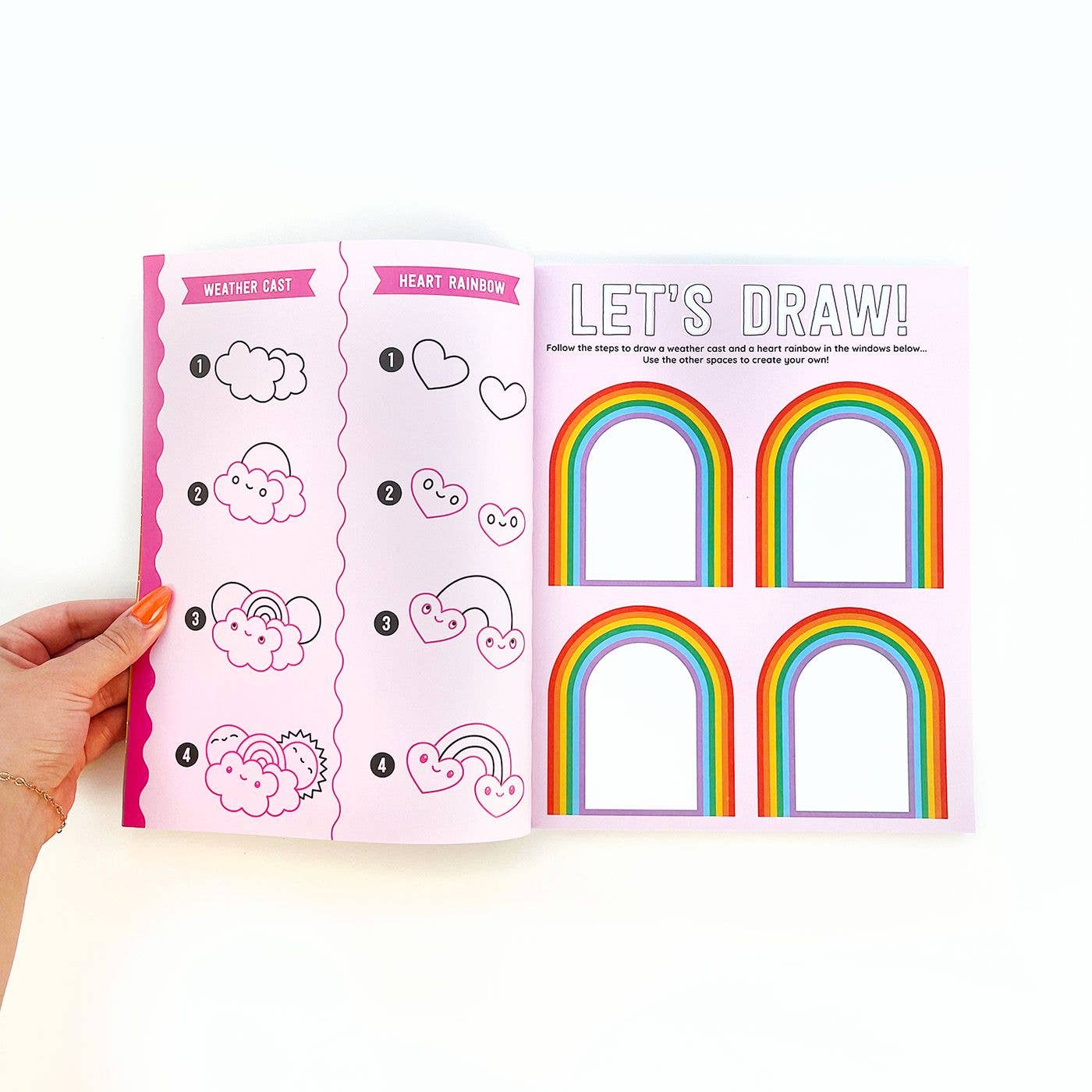Draw-Along Rainbow Sticker Book by Pipsticks featuring colorful sticker pages and fun rainbow-themed illustrations for kids.