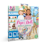 eeBoo Baker & Painter Paper Doll for arts and crafts, featuring colorful paper doll with painting and baking themes.