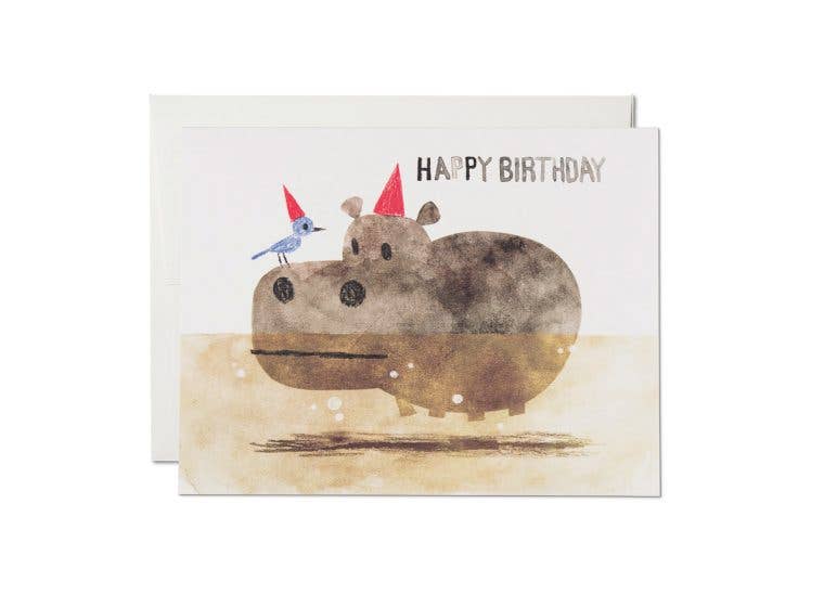 Bird and Hippo Birthday Card - Toy Polloi