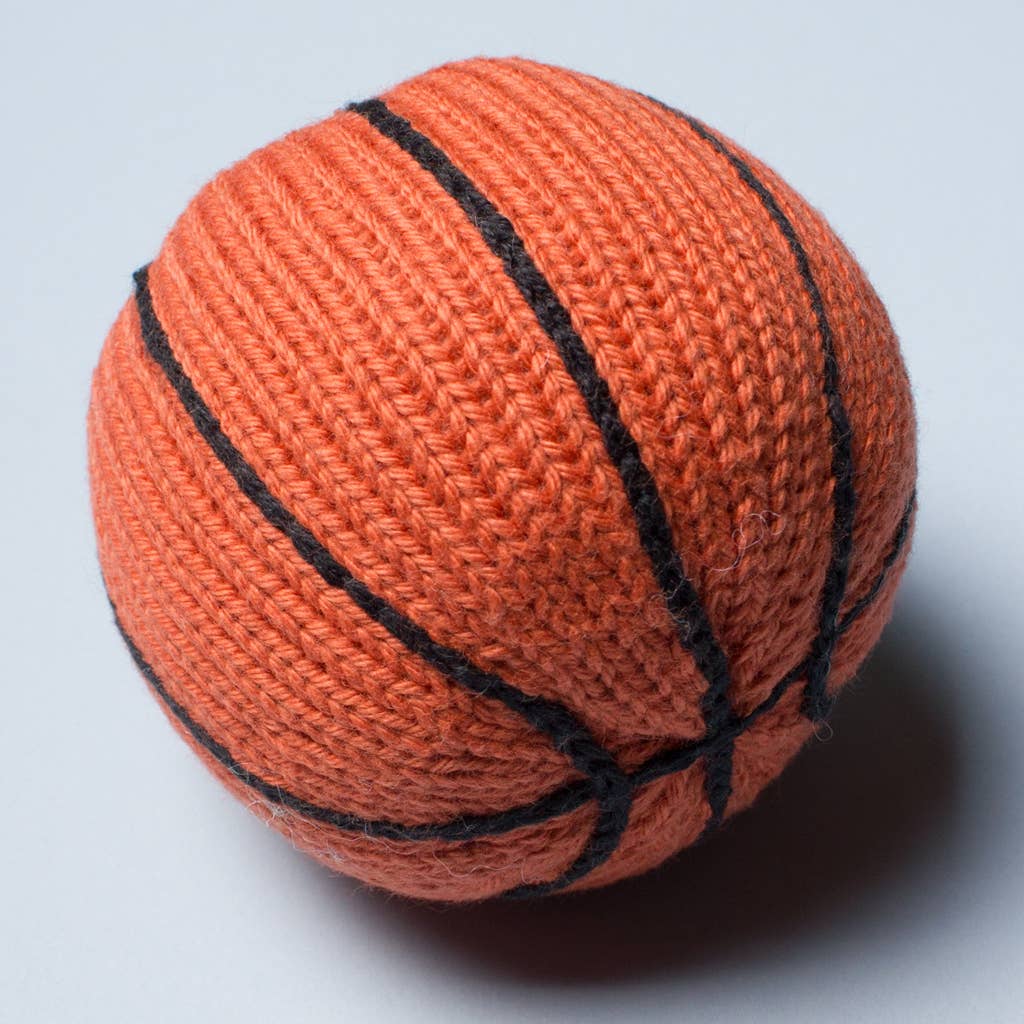 Organic Baby Toy - Basketball Rattle (Handmade): 2.5" diameter - Toy Polloi