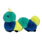 Blue caterpillar plush toy from Douglas Toys, soft and cuddly with detailed stitching and bright colors.