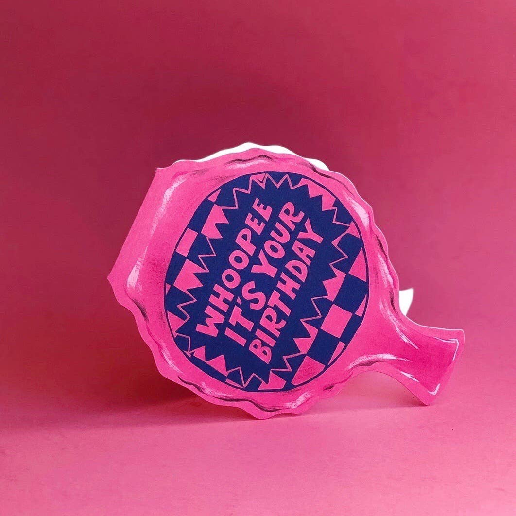 Red Cap Cards Whoopee Cushion birthday card featuring a humorous party accessory design on a colorful card.