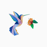 Hummingbird DIY 3D Wall Art Kit from Studio Roof, arts and crafts project with colorful paper pieces and assembled hummingbird design