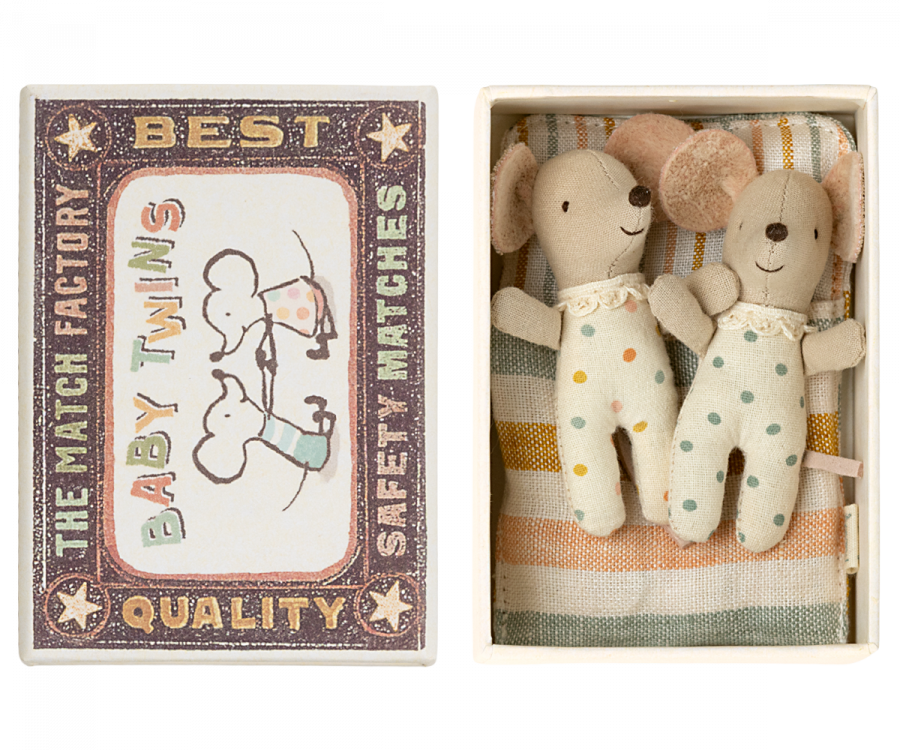 Maileg Baby Twin Mice in Matchbox