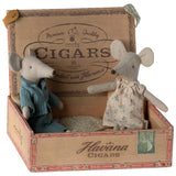 Mum and Dad Mice in Cigar Box