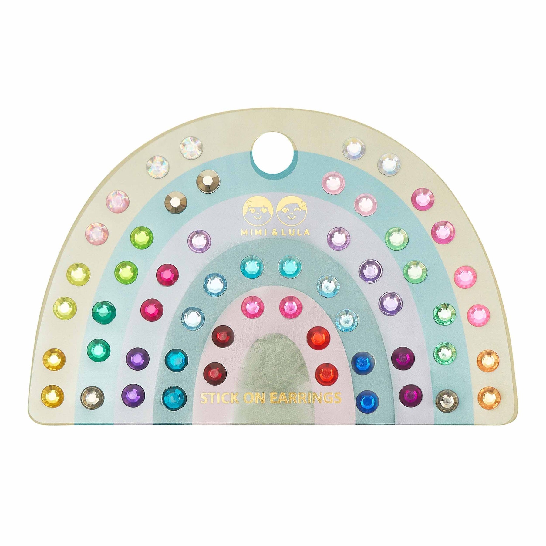 Bright Gem Stick On Earrings by Mimi & Lula, sparkling adhesive accessories with colorful gem details on a white background.