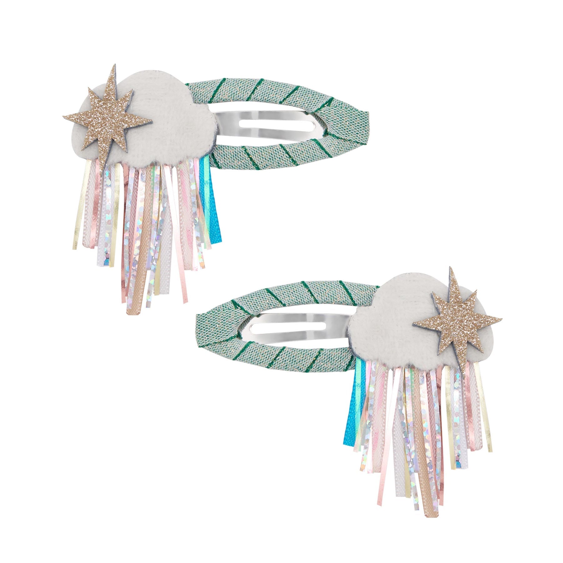 Sparkly glitter cloud hair clips by Mimi & Lula, colorful accessories for playful and stylish hair decoration.
