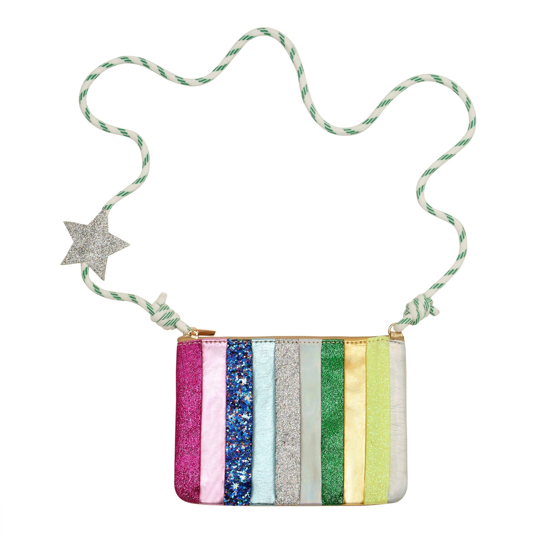 Colorful metallic stripe purse by Mimi & Lula, stylish accessories with vibrant stripes and metallic accents.