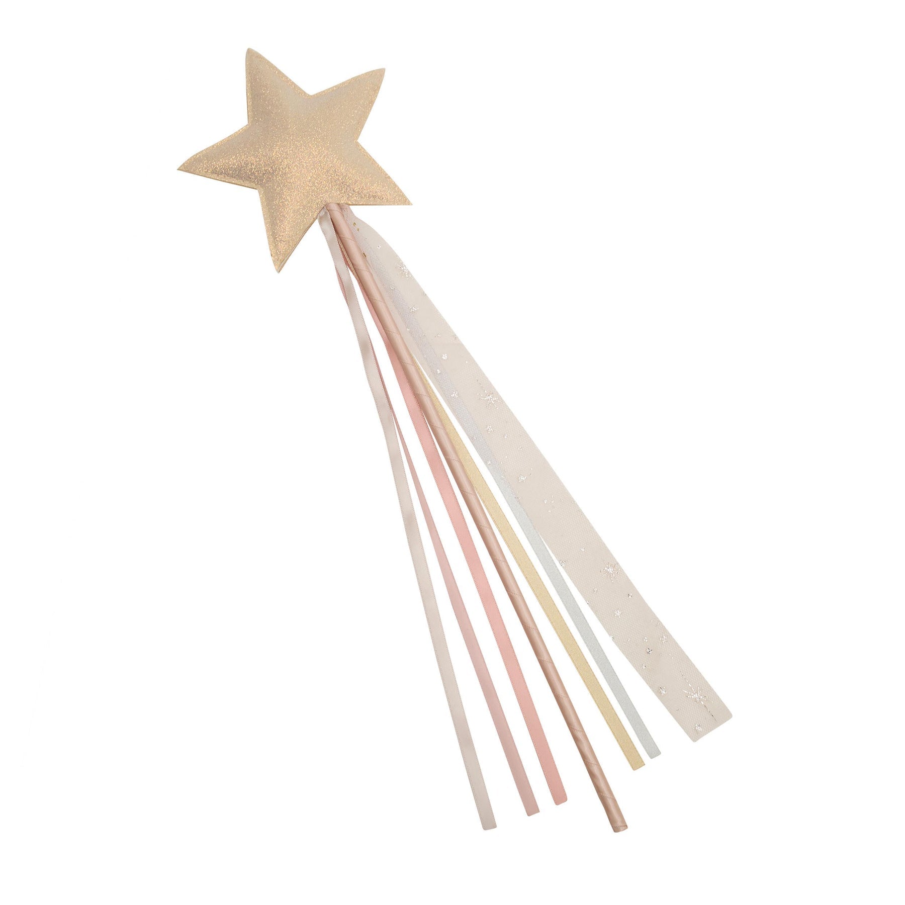 Gold sparkle star wand accessory by Mimi & Lula with a shiny star shape and glittery finish, perfect for costume or dress-up.