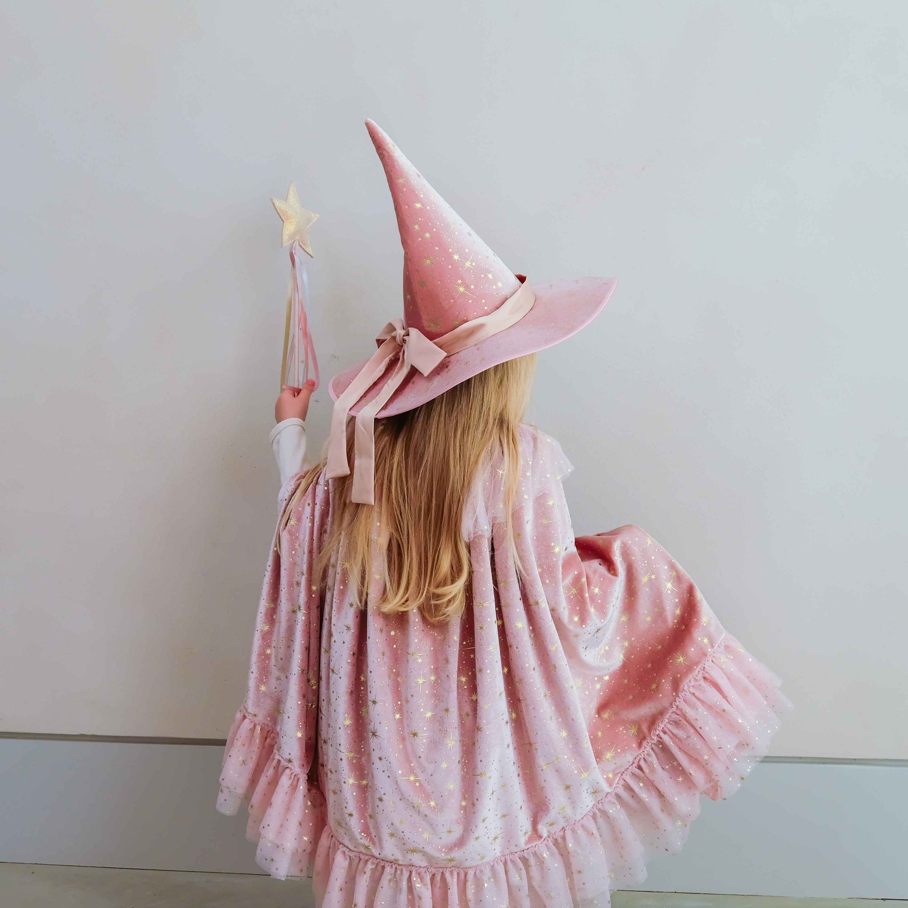 Gold sparkle star wand accessory by Mimi & Lula with shiny gold finish and star shape, perfect for costumes and dress-up play.