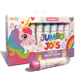 OOLY Jumbo Jots dual tip unicorn stamp markers for arts and crafts, featuring colorful unicorn designs and versatile dual tips.