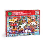 Christmas market search and find puzzle packaging with colorful design