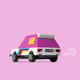 Pink Racer 62 TOONS™ Car by Candylab Toys, colorful vintage-style toy car on a plain background.