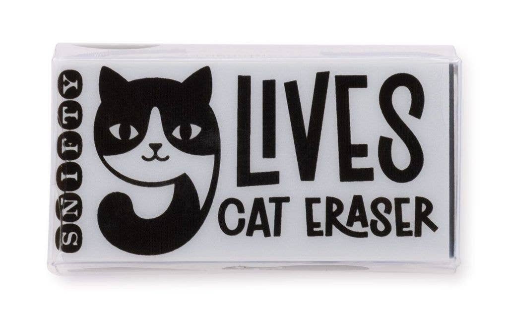 SNIFTY Nine Lives Cat Eraser for arts and crafts, showing a cute cat-shaped eraser on a white background.