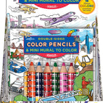eeBoo double-sided colored pencils and vehicle mural arts and crafts set, featuring vibrant colored pencils and vehicle-themed mural designs.