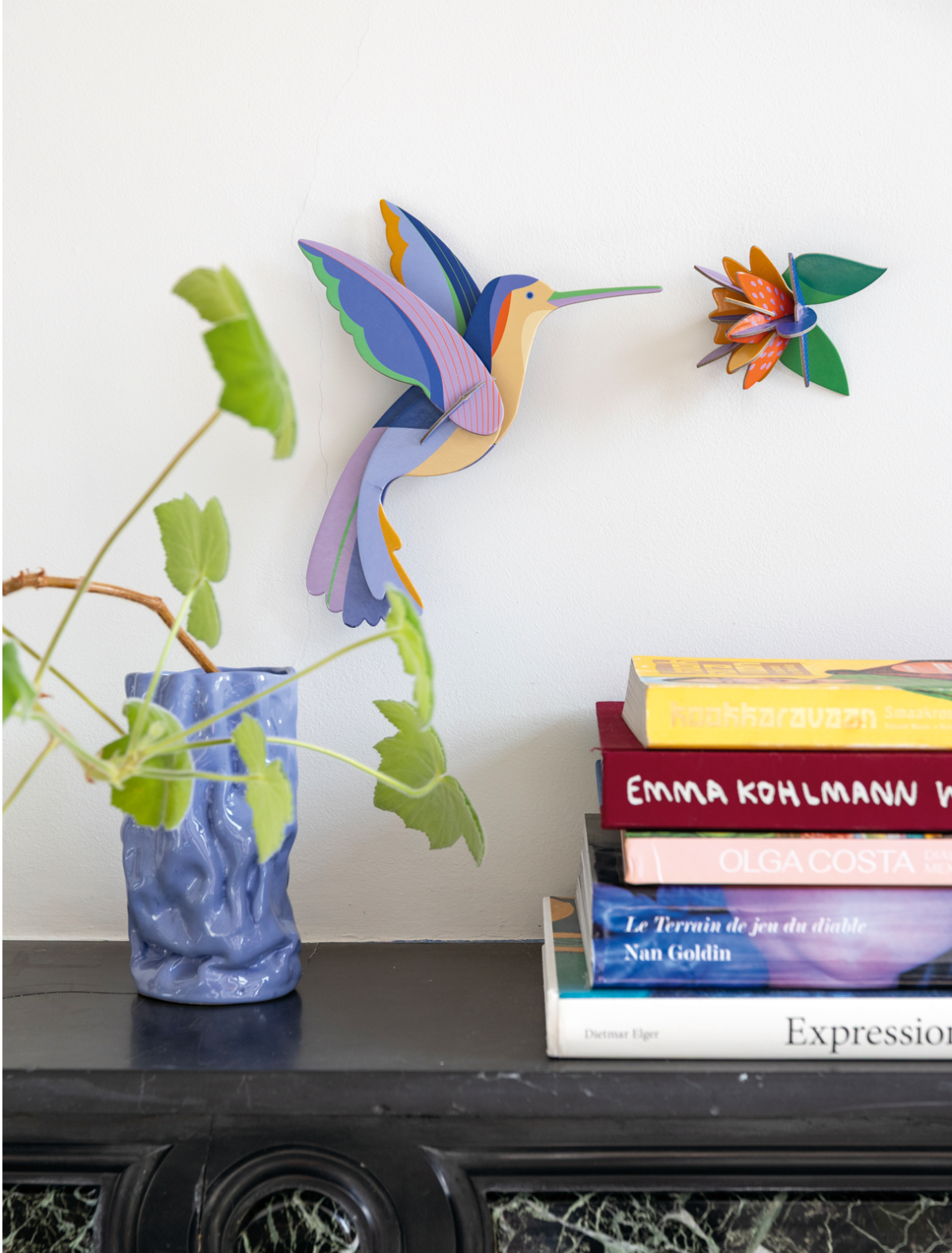 Hummingbird DIY 3D wall art kit by Studio Roof, colorful arts and crafts kit with assembled hummingbird design for wall decoration.