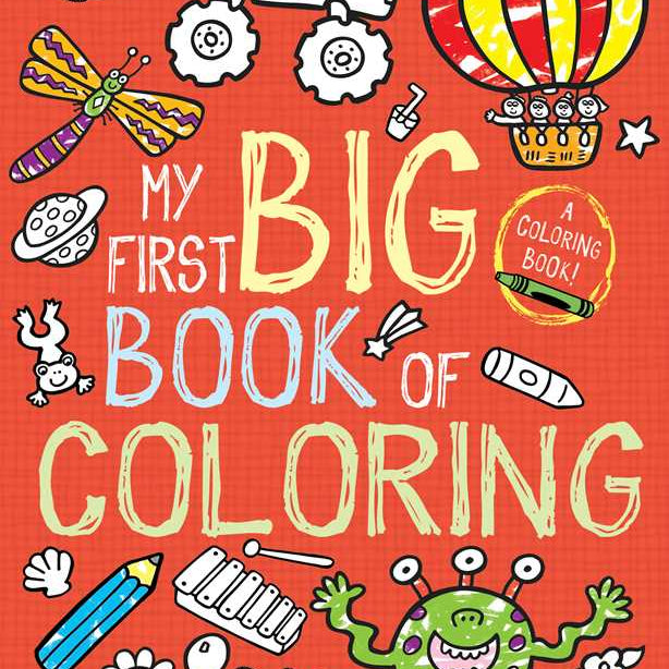 Children's arts and crafts book titled "My First Big Book of Coloring" by Simon & Schuster, featuring colorful pages for young kids.