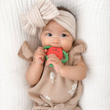 Baby Itzy Ritzy Strawberry Chew Crew Teether with soft, colorful silicone design for soothing teething relief.