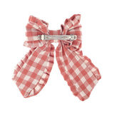 Gingham Ruffle Bow Clip - Toy Polloi