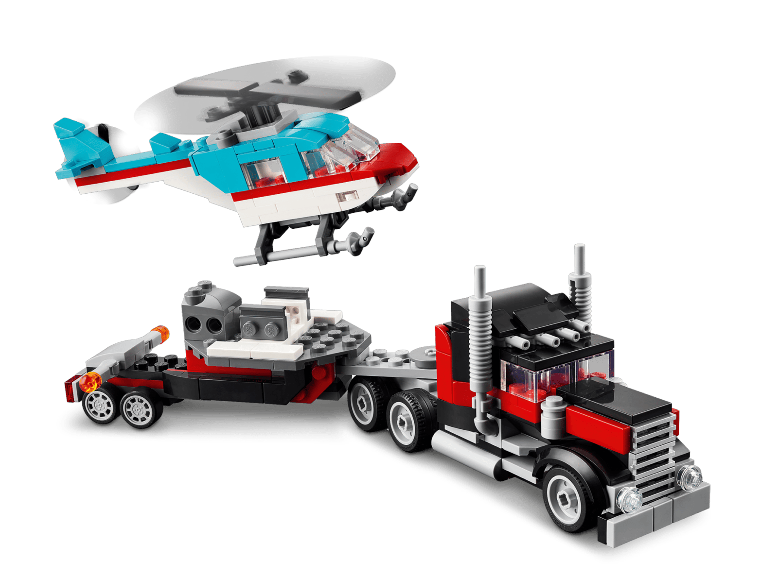 LEGO Creator 3-in-1 Flatbed Truck with Helicopter - Toy Polloi
