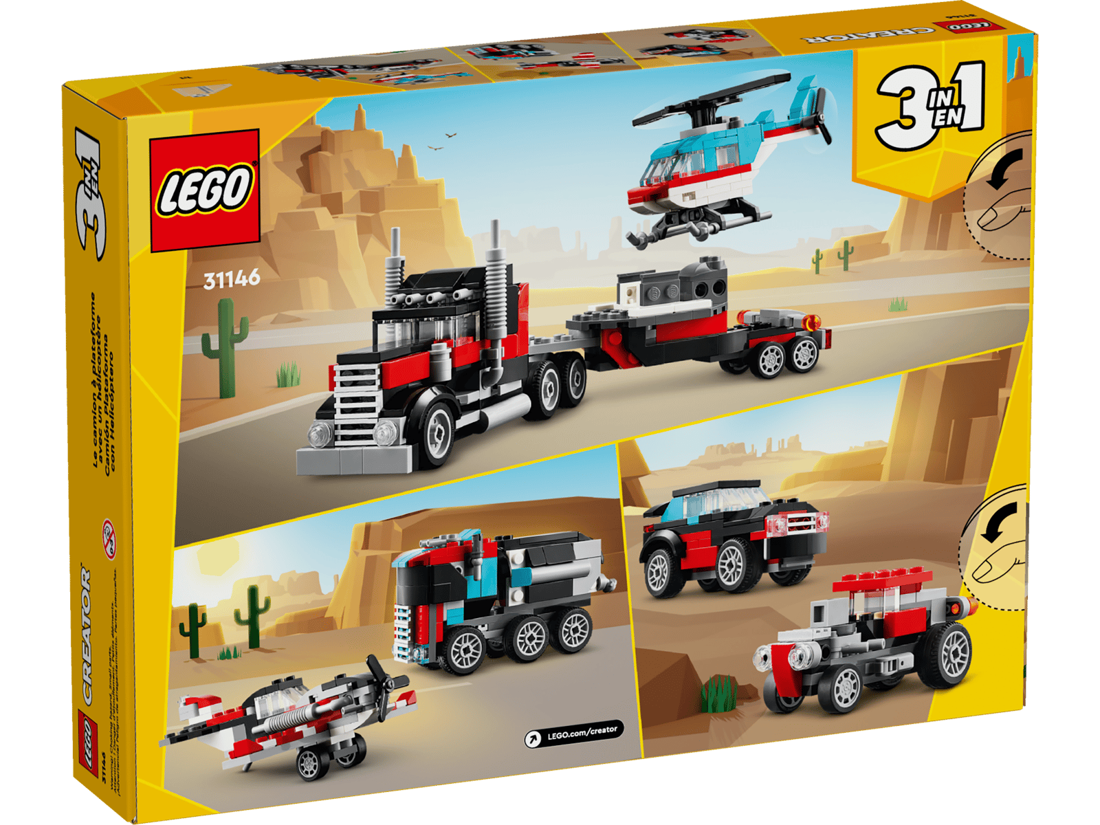 LEGO Creator 3-in-1 Flatbed Truck with Helicopter - Toy Polloi
