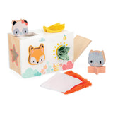 Baby Janod sensory shape sorter with colorful, textured shapes for early learning and fine motor skill development.