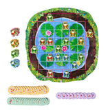 Frog Hopkins board game by eeBoo showing colorful game components and illustrated frog characters on a game board.