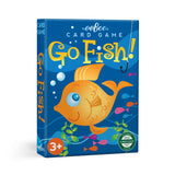 Color Go Fish card game by eeBoo featuring vibrant illustrated cards for fun family fishing game play.