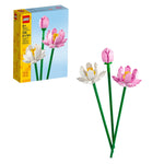 LEGO lotus flower set with packaging on a white background