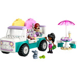 LEGO set with a ice cream truck and characters on a white background