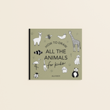 Book cover of "How to Draw Animals" arts and crafts book by Paige Tate & Co., featuring colorful animal illustrations.