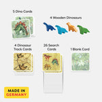 HABA USA On the Hunt for Dinos memory game with colorful dinosaur cards and game box, ideal for children’s matching fun