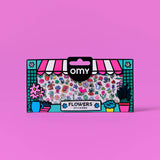 OMY Flower Shop Sticker Set for arts and crafts, featuring colorful floral and plant stickers on a white background.