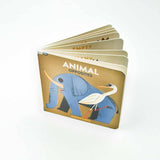 BabyLink Animal Opposites Board Book by Simon & Schuster showing colorful pages with animals and opposite words for early learning.