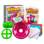 Colorful Tornado Spin Art Kit for kids by The Toy Network showcasing spinning art plates and vibrant paint supplies.