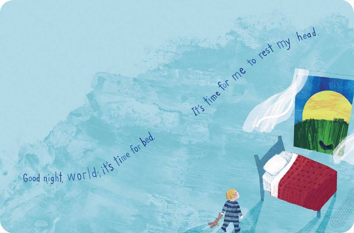 Children's book titled "Good Night, World" by Willa Perlman, featuring colorful illustrations on the cover.