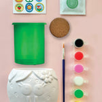 Bright Stripes Paint & Grow Strawberry Craft Kit with colorful paints, brushes, and strawberry plant components for arts and crafts.
