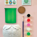 Bright Stripes Paint & Grow Strawberry Craft Kit with colorful paints, brushes, and strawberry plant components for arts and crafts.