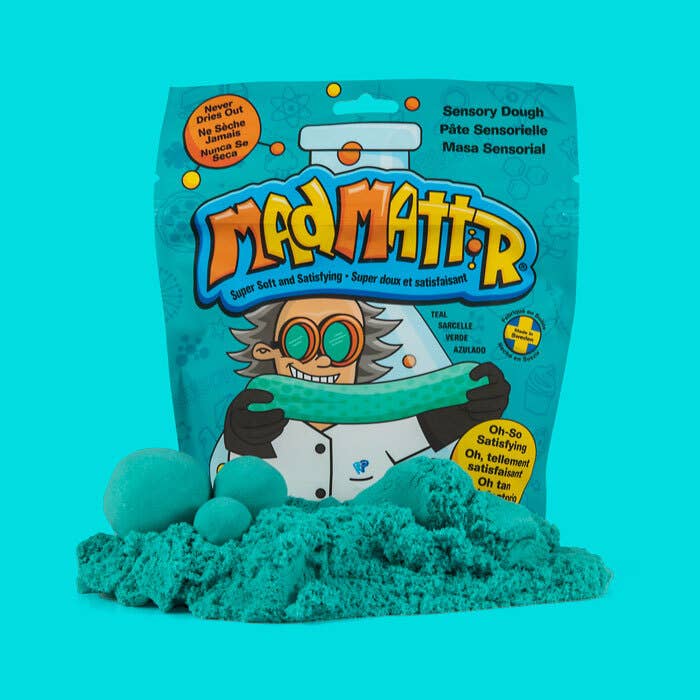 Mad Mattr Teal Quantum Pack sensory toy with soft, moldable teal clay-like material perfect for tactile play and stress relief.