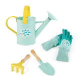 Janod Happy Gardener outdoor playset with colorful toy gardening tools and accessories for imaginative outdoor play.